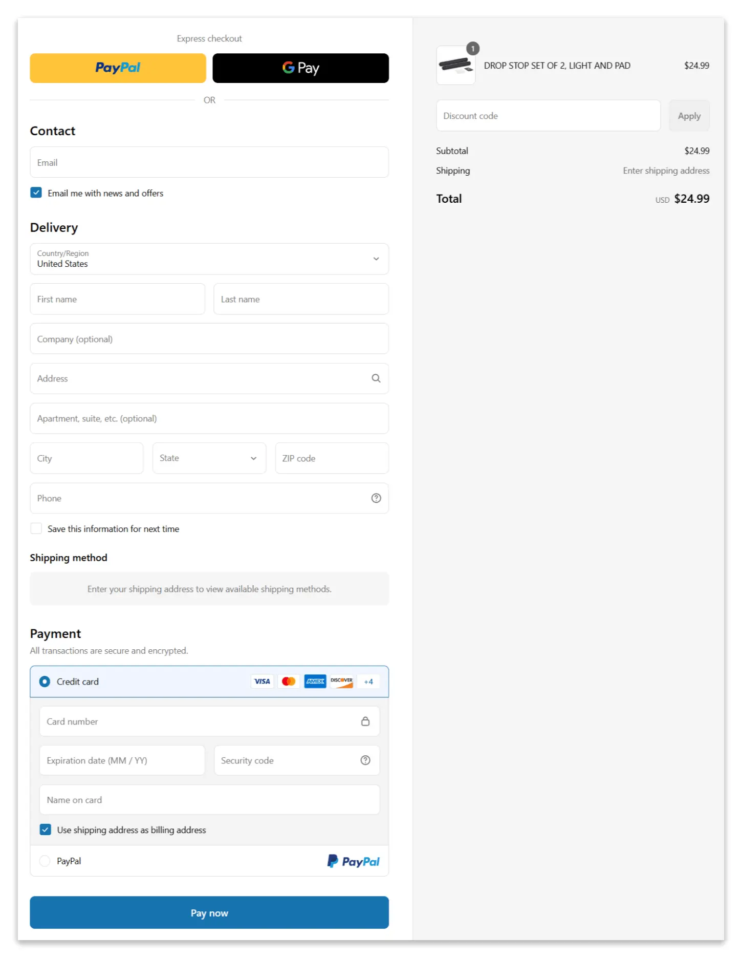 Drop Stop Secure Checkout Page